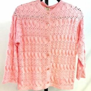 Vintage Joyce lane 1950s Candy Pink Sweater M